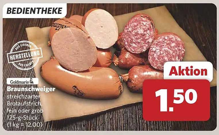 Goldmarie Braunschweiger Streichzarte Wurst 125-g-Stück
