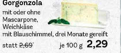 Gorgonzola mit oder ohne Mascarpone, Weichkäse mit Blauschimmel, drei Monate gereift