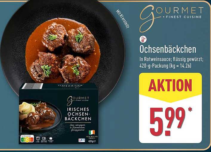 Gourmet Irische Ochsenbäckchen in Rotweinsauce