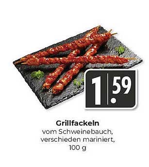 Grillfackeln vom Schweinebauch, verschieden mariniert, 100 g