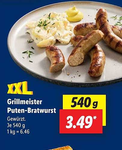 Grillmeister Puten-Bratwurst XXL 540 g