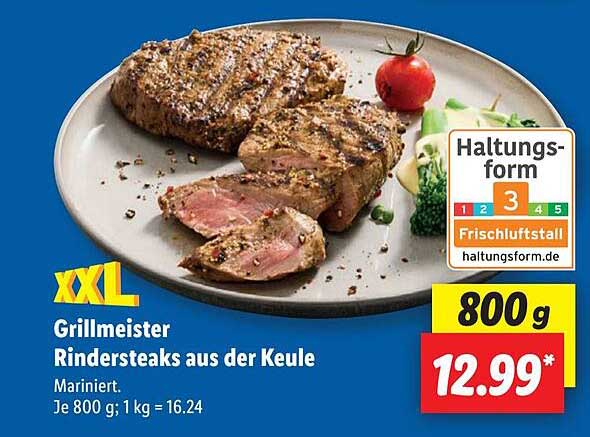 Grillmeister Rindersteaks aus der Keule, mariniert - 800 g