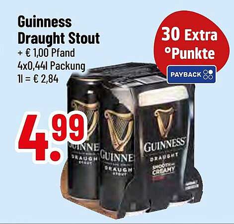 Guinness Draught Stout 4x0,44l Packung