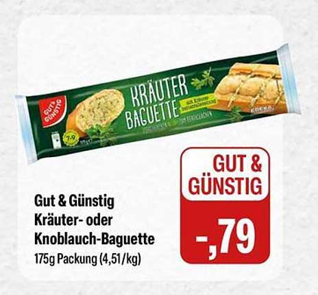 Gut & Günstig Kräuter- oder Knoblauch-Baguette