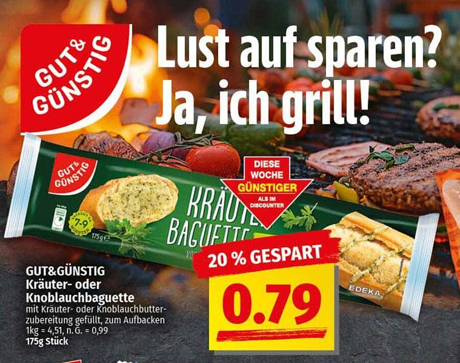 GUT& GÜNSTIG Kräuter- oder Knoblauchbaguette