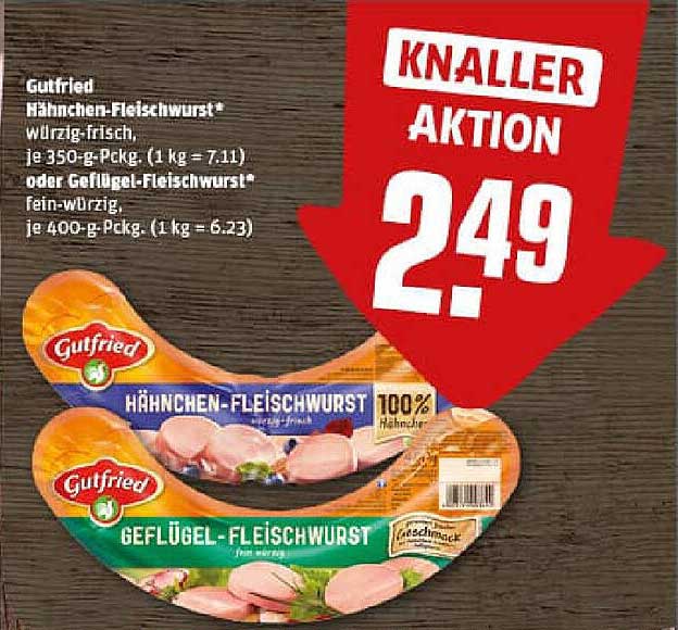 Gutefried Hähnchen-Fleischwurst und Geflügel-Fleischwurst