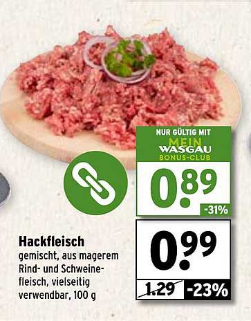 Hackfleisch gemischt, aus magerem Rind- und Schweinefleisch, vielseitig verwendbar