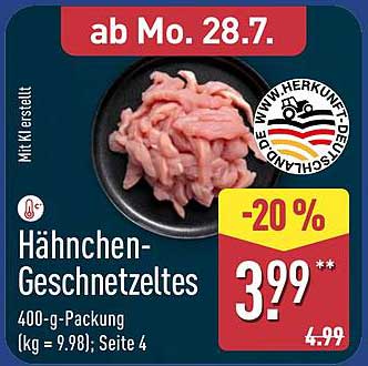 Hähnchen-Geschnetzeltes 400-g-Packung