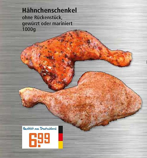 Hähnchenschenkel ohne Rückenstück, gewürzt oder mariniert 1000g