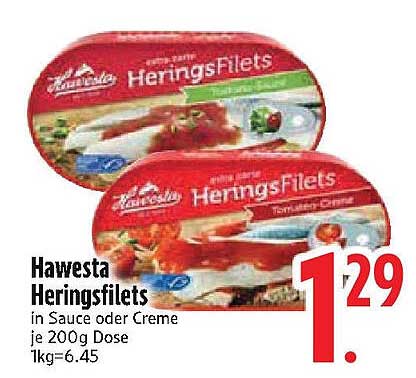 Hawesta Heringsfilets in Sauce oder Creme – je 200g Dose