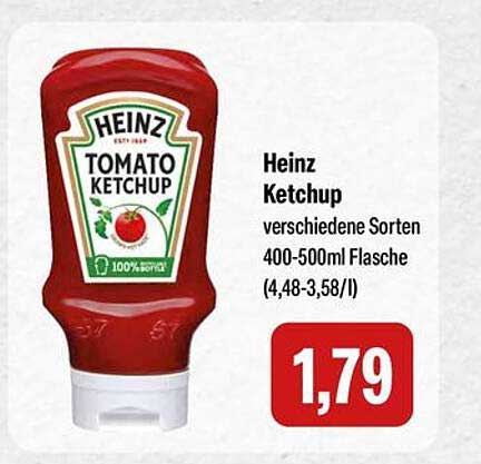 Heinz Ketchup verschiedene Sorten 400-500ml Flasche