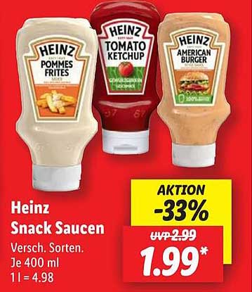 HEINZ Snack Saucen - Verschiedene Sorten 400ml