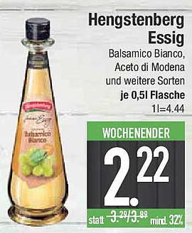 Hengstenberg Essig - Balsamico Bianco, Aceto di Modena und weitere Sorten