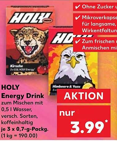 HOLY Energy Drink zum Mischen mit Wasser, verschiedene Sorten
