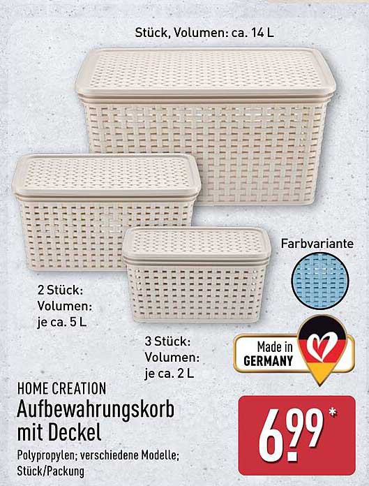 HOME CREATION Aufbewahrungskorb mit Deckel