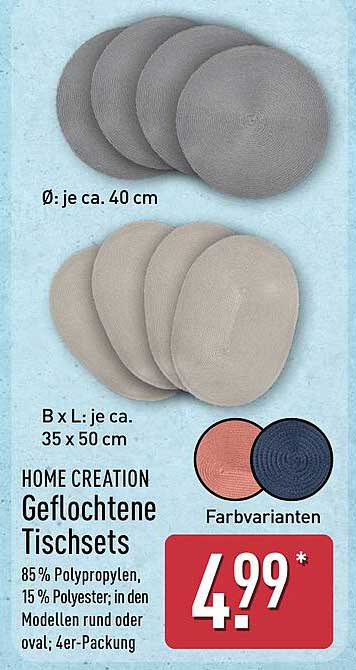 HOME CREATION Geflochtene Tischsets 4er-Pack