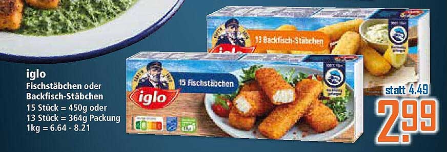 iglo Fischstäbchen oder Backfisch-Stäbchen