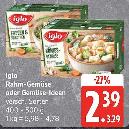 Iglo Rahm-Gemüse oder Gemüse-Ideen