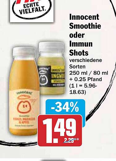 Innocent Smoothie oder Immun Shots 250 ml / 80 ml