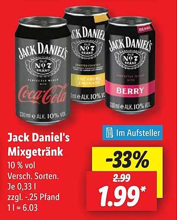 Jack Daniel's Mixgetränk 330 ml - Verschiedene Sorten