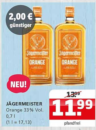 JÄGERMEISTER Orange 33% Vol. 0,7 l - jetzt nur 11,99 €!