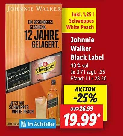 Johnnie Walker Black Label 12 Jahre mit Schweppes White Peach