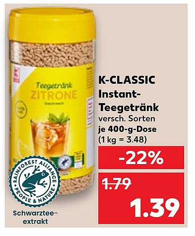 K-CLASSIC Instant-Teegetränk Zitrone 400-g-Dose