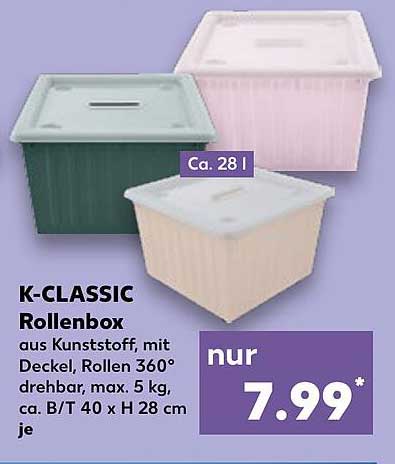 K-CLASSIC Rollenbox aus Kunststoff, mit Deckel