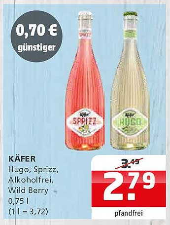 KÄFER Hugo, Sprizz, Alkoholfrei, Wild Berry 0,75 l