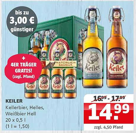 KEILER Kellerbier, Helles, Weißbier Hell 20 x 0,5 l