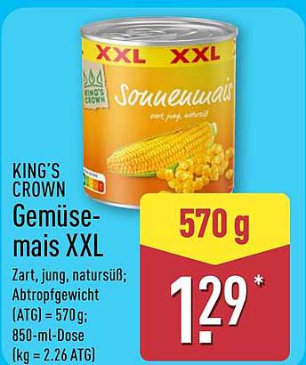 KING'S CROWN Gemüsemais XXL