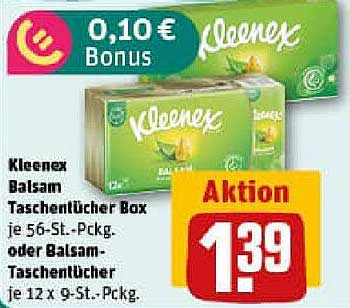Kleenex Balsam Taschentücher Box 56-St.-Pckg. oder Balsam-Taschentücher 12 x 9-St.-Pckg.