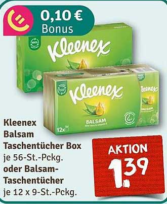 Kleenex Balsam Taschentücher Box je 56-St.-Pckg. oder Balsam-Taschentücher je 12 x 9-St.-Pckg.