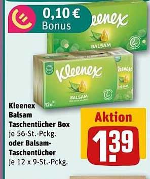 Kleenex Balsam Taschentücher Box je 56-St.-Pckg. oder Balsam-Taschentücher je 12 x 9-St.-Pckg.