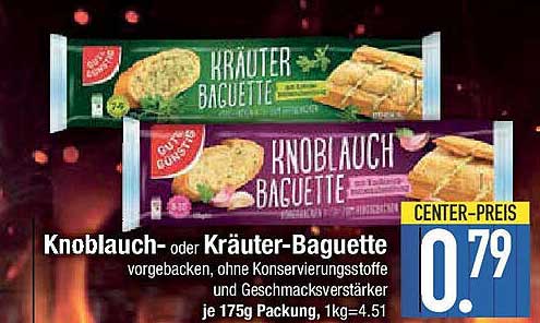 Knoblauch- oder Kräuter-Baguette