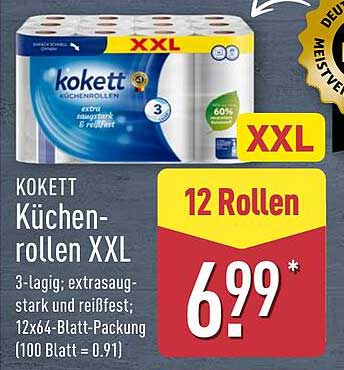 Kokett Küchenrollen XXL – 12 Rollen für nur 6,99*