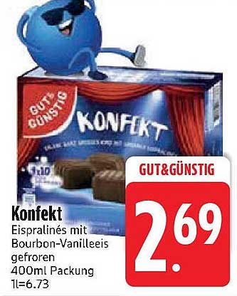 Konfekt - Eispralines mit Bourbon-Vanilleeis, gefroren 400ml
