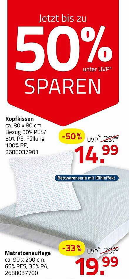 Kopfkissen und Matratzenaauflage mit Schlafkomfort zum Sparpreis