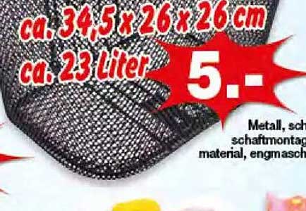 Korb aus Metall, 34,5 x 26 x 26 cm, 23 Liter