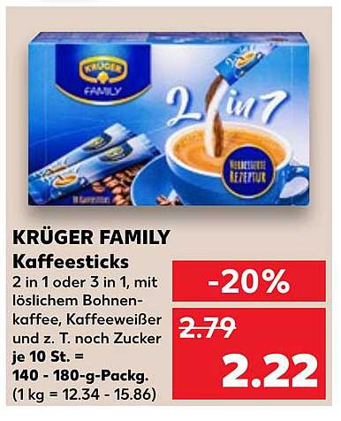 KRÜGER FAMILY Kaffee-Sticks 2 in 1 oder 3 in 1