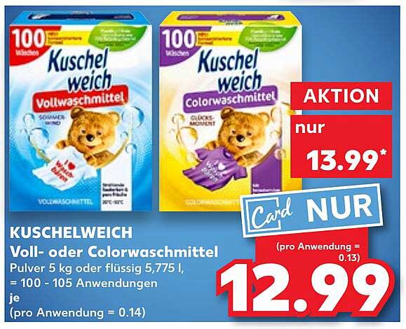KUSCHELWEICH Voll- oder Colorwaschmittel - 5 kg oder 5,775 l