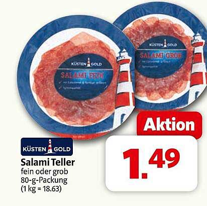 KÜSTEN GOLD Salami Teller fein oder grob 80-g-Packung