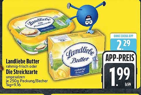 Landliebe Butter rahmig-frisch oder Die Streichzarte 250g