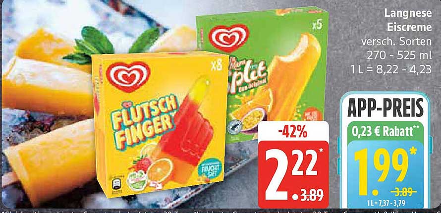 Langnese Eiscreme Flutsch Finger & Eiskonfekt
