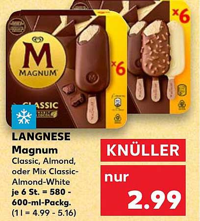 Langnese Magnum Classic, Almond oder Mix (6 x 580 ml)