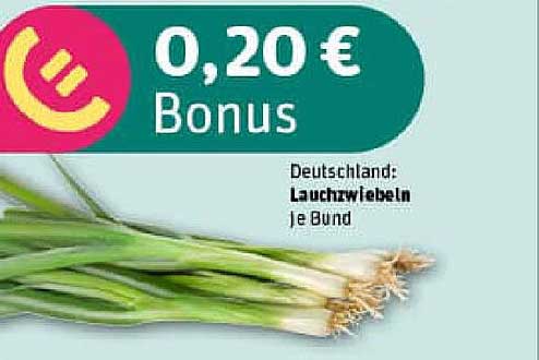 Lauchzwiebeln je Bündel mit 0,20 € Bonus