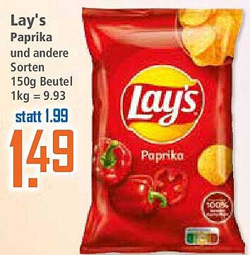Lay's Paprika 150g Beutel – jetzt zum Sonderpreis!