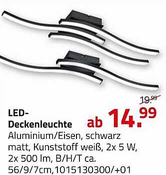 LED-Deckenleuchte Aluminium/Eisen, schwarz matt, Kunststoff weiß