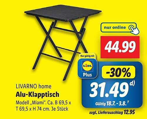 LIVARNO home Alu-Klapptisch Modell 'Miami'