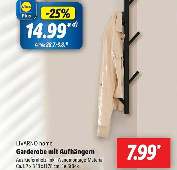 LIVARNO home Garderobe mit Aufhängern